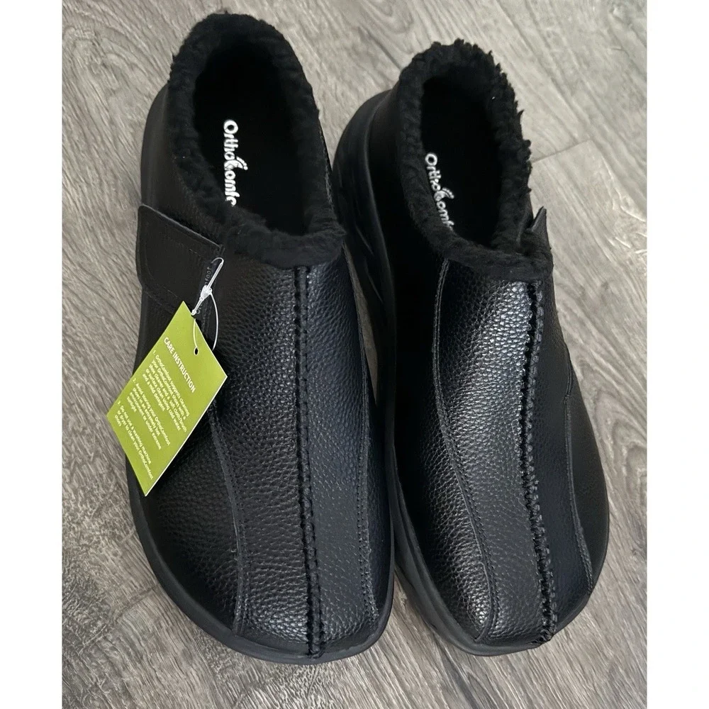 OrthoComfort Men's Black Orthopedic Diabetic‎ Slip In Shoes Size 11 NIB, NEW